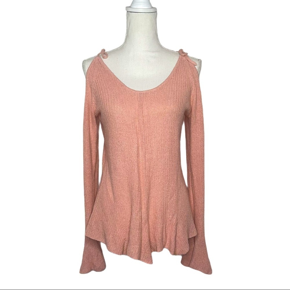 EXPRESS Pink Tie Cold-Shoulder Sweater M